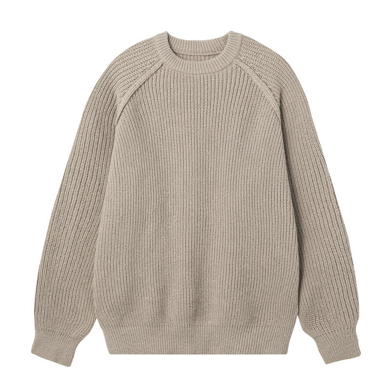 Three-dimensional Shoulder Line Round Neck Sweater