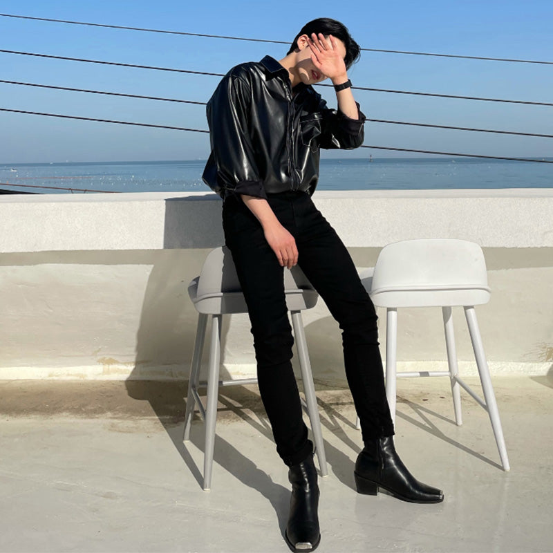 Long-sleeved Leather Shirt