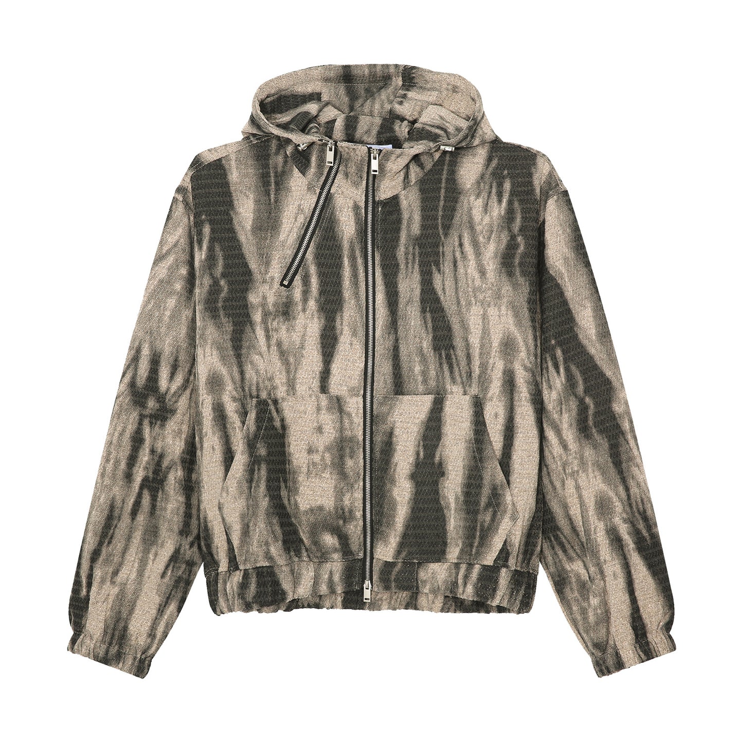 Retro Distressed Hooded Sweater Metal Zipper Jacket (Unisex)