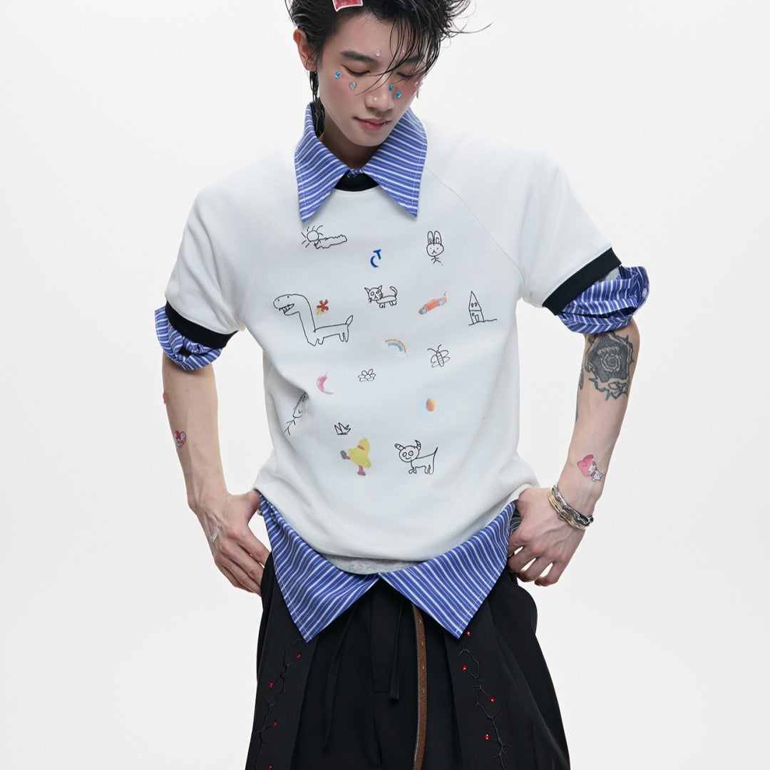 Versatile Cartoon Short Sleeved Shirt