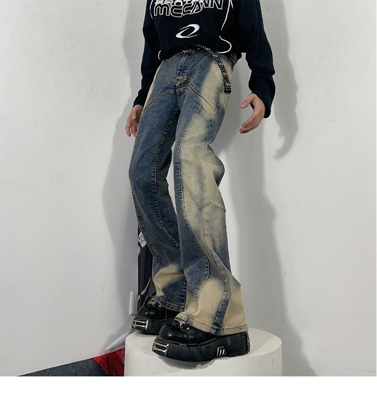 Street Washed-out Vintage Flared Jeans