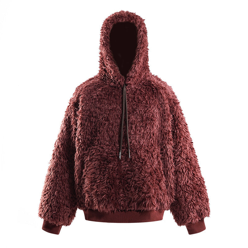 Plush Hooded Jacket Warm And Loose