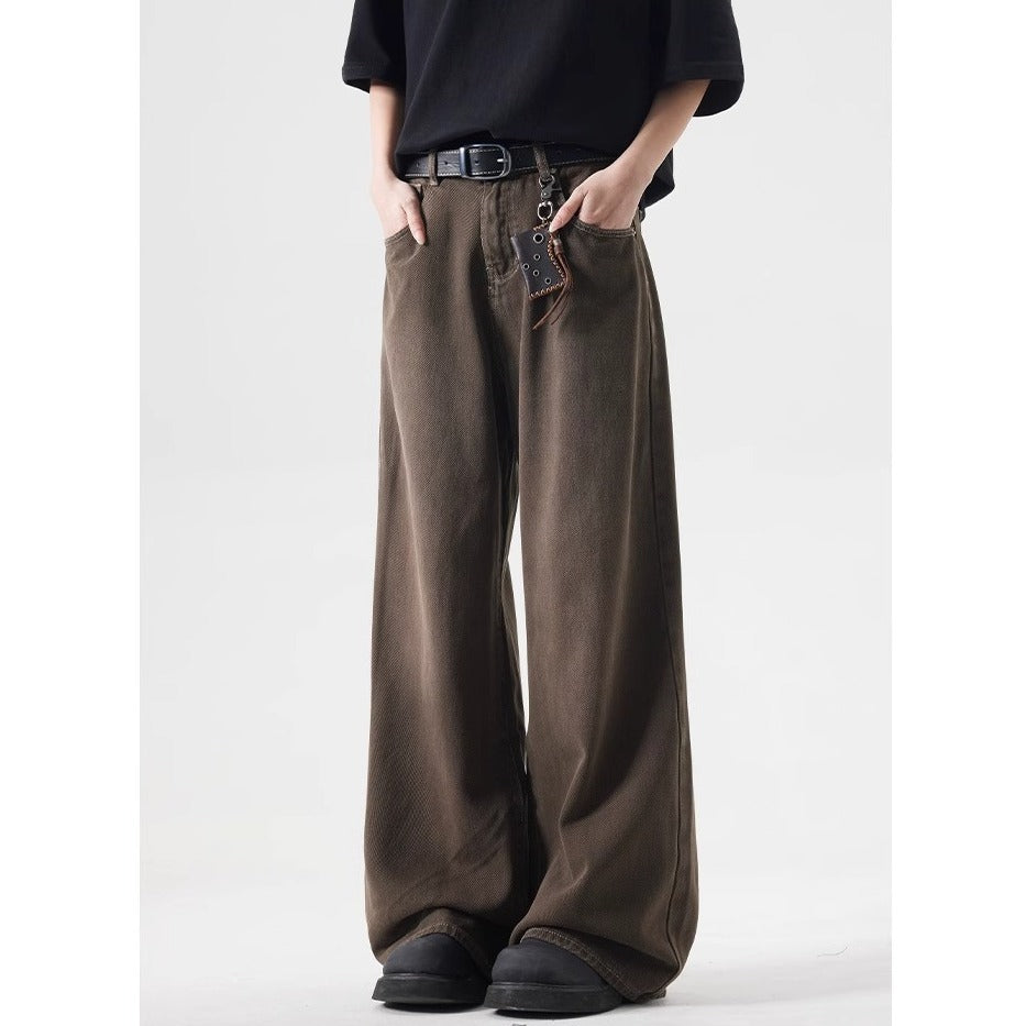 Retro Washed Straight Loose Jeans