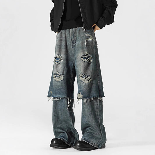 Damaged Layered Denim