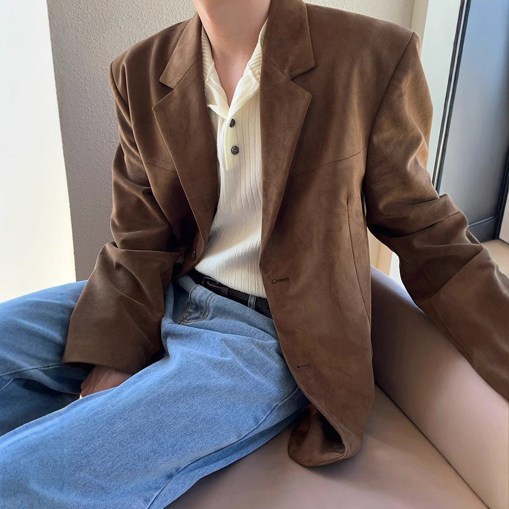 Retro Brown Single-breasted Blazer