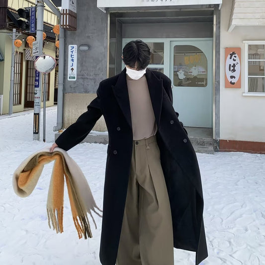 Long Woolen British Style Trench Coat Spring