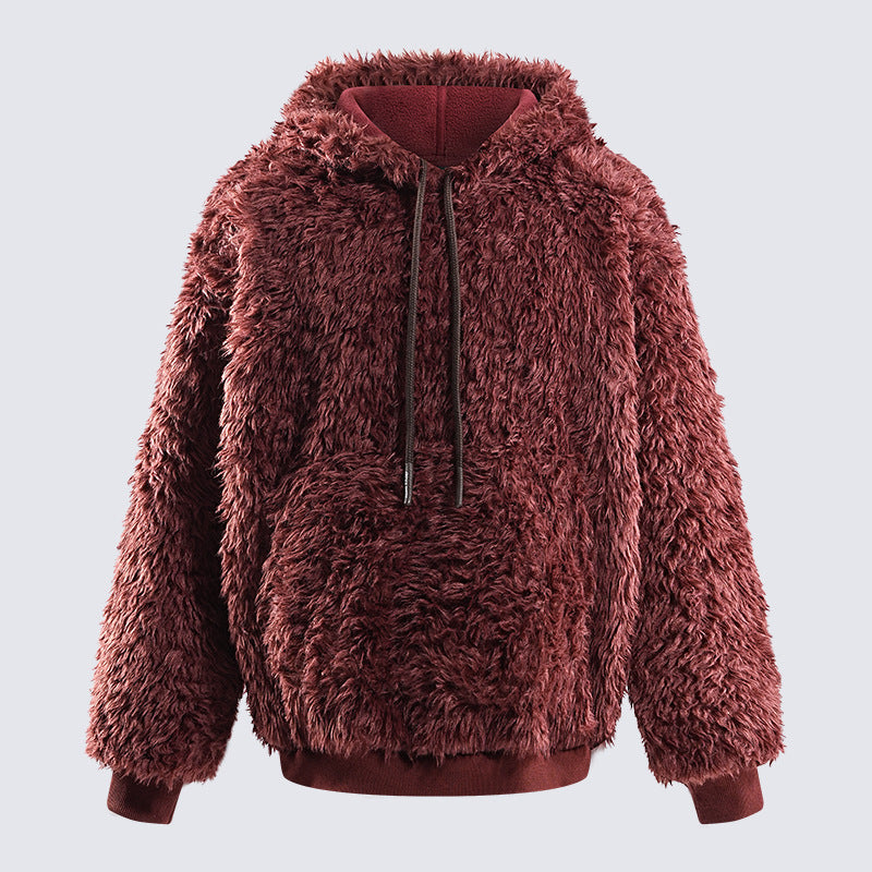 Plush Hooded Jacket Warm And Loose