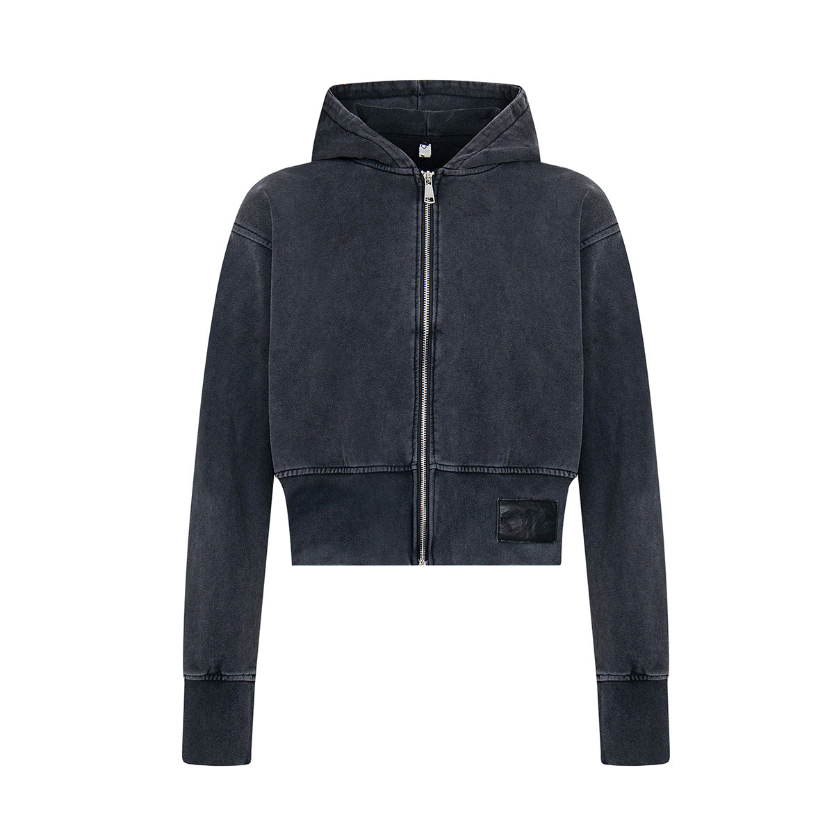 Washed  Zipper Hoodie Short