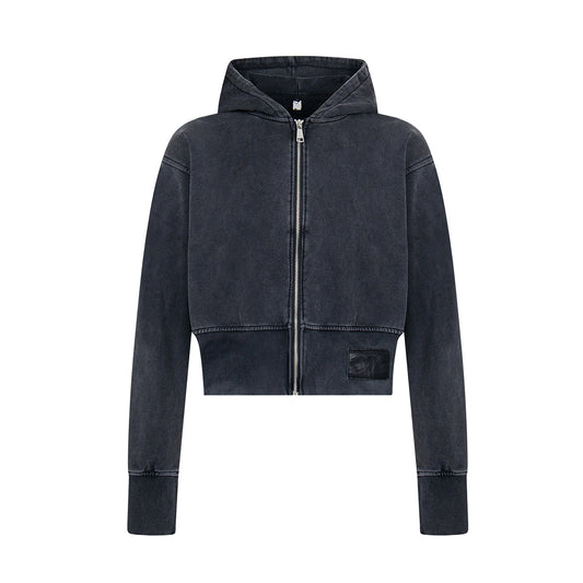 Washed  Zipper Hoodie Short