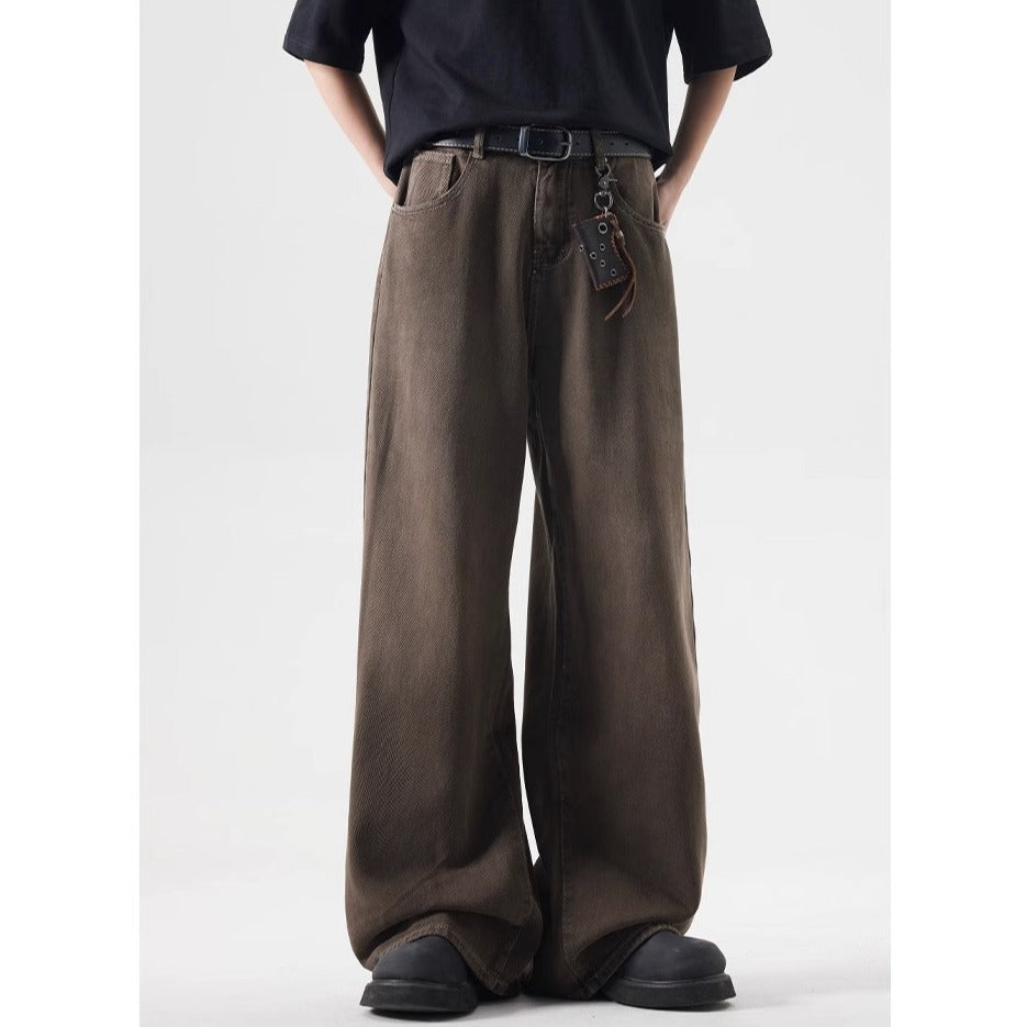 Retro Washed Straight Loose Jeans