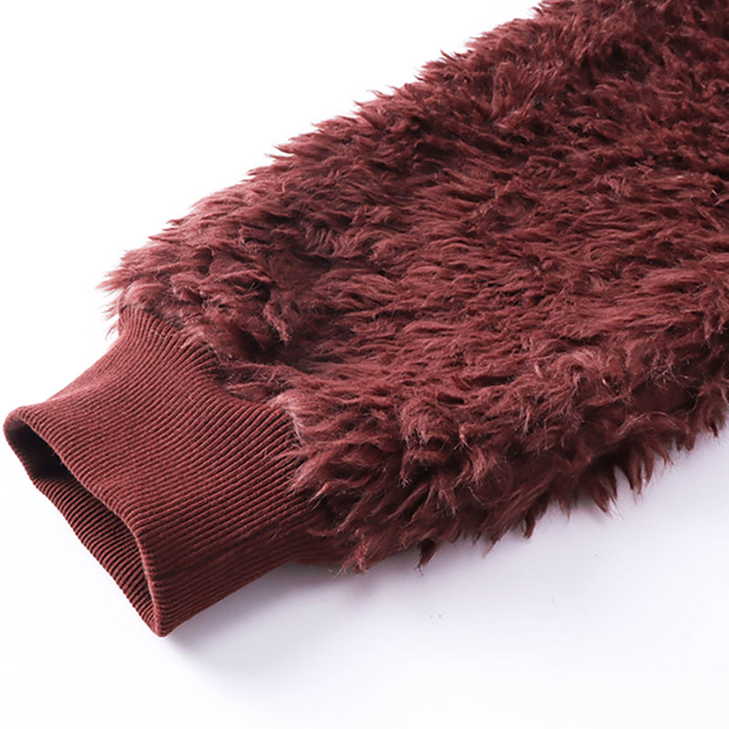 Plush Hooded Jacket Warm And Loose