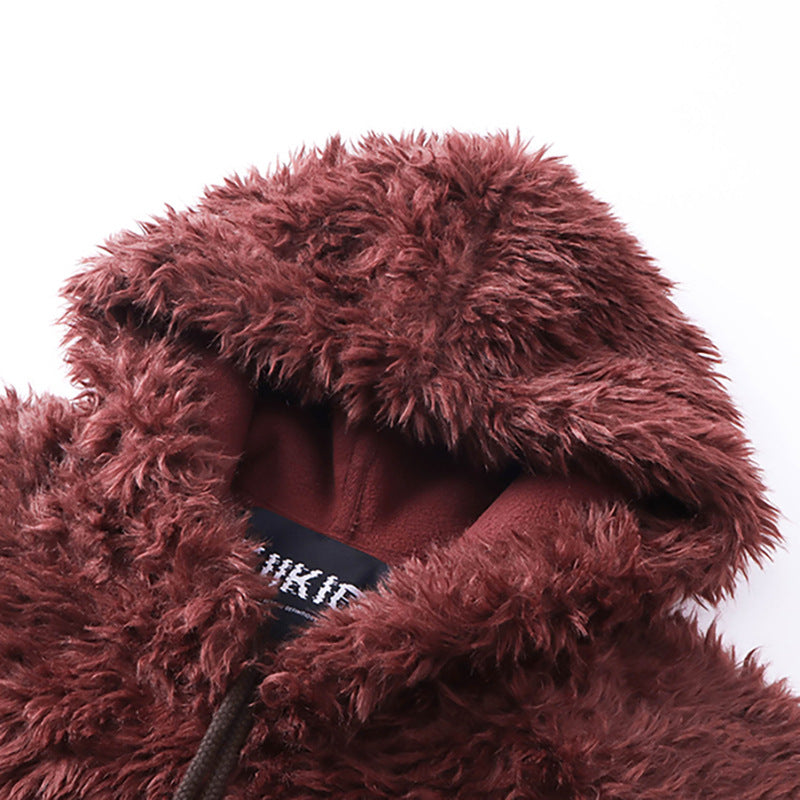 Plush Hooded Jacket Warm And Loose