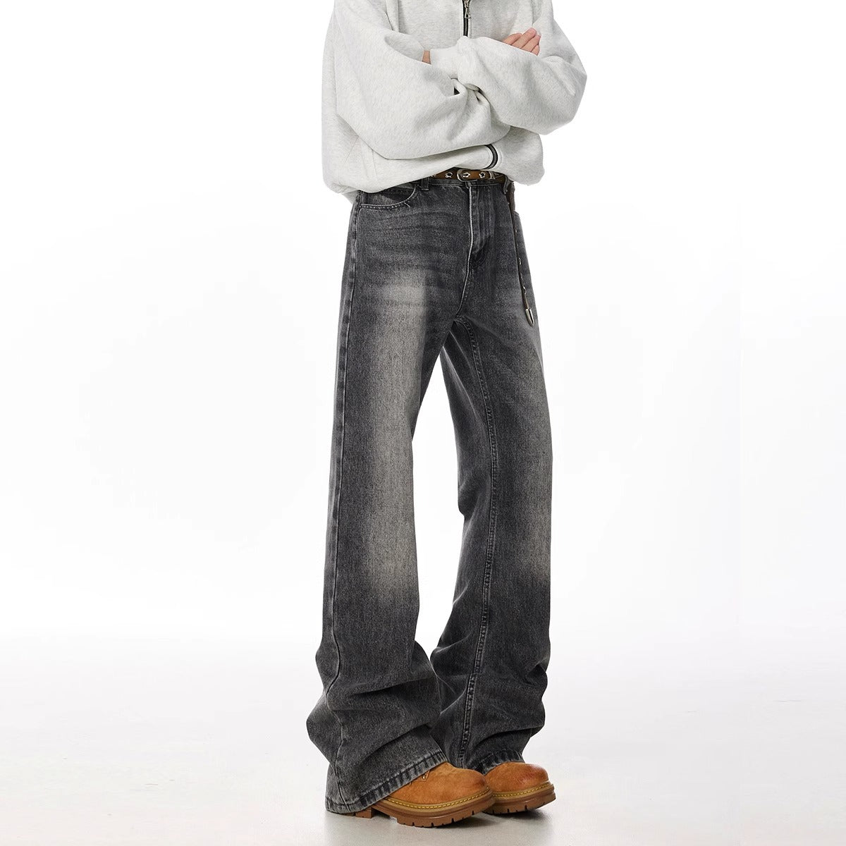 Straight Leisure Washed-out Smoky Gray Jeans