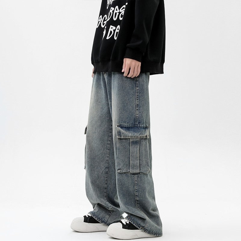 Retro Loose Wide-Leg Straight Denim