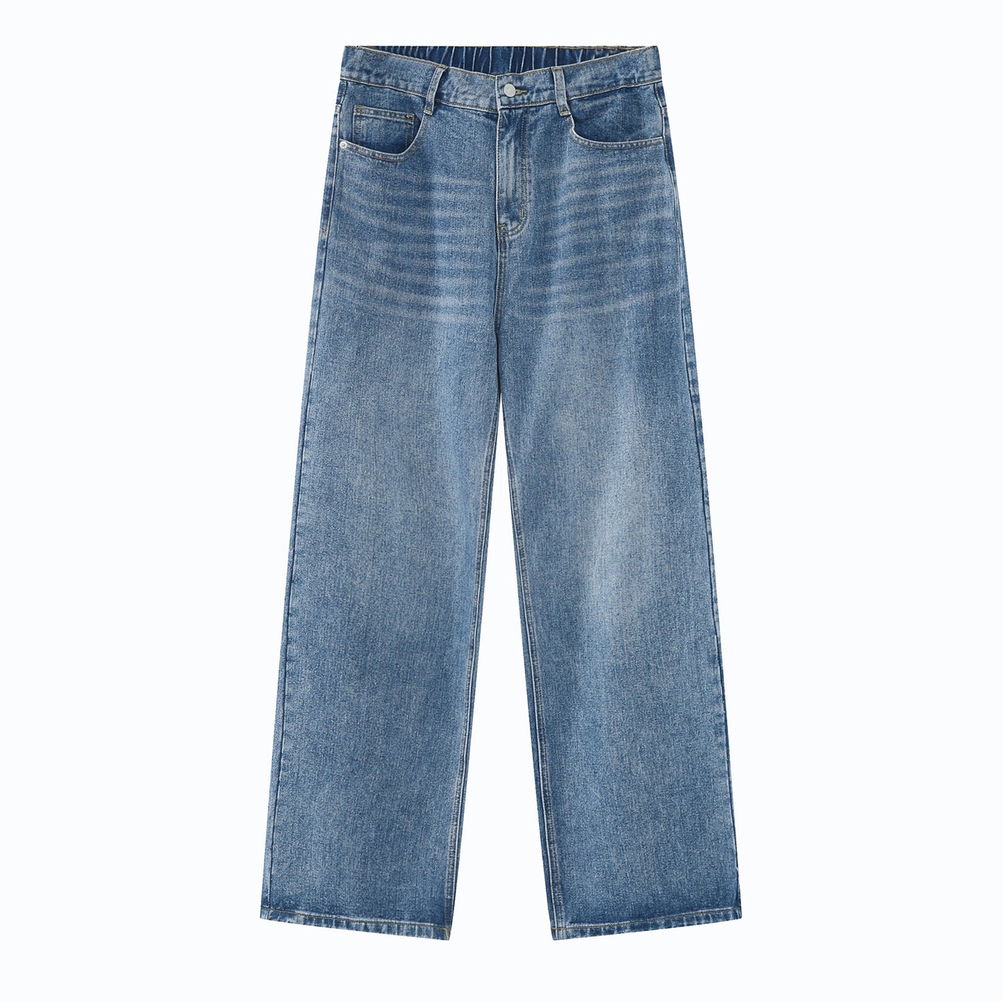 Korean Version Loose Elastic Waist Straight Casual Jeans For Men