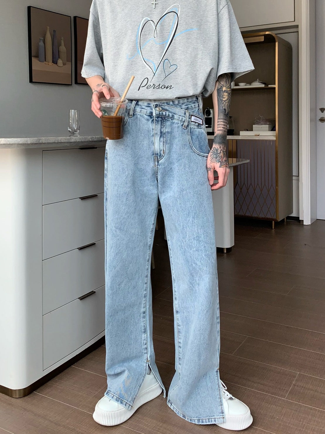 Loose High Waist Casual Split Flared Pants