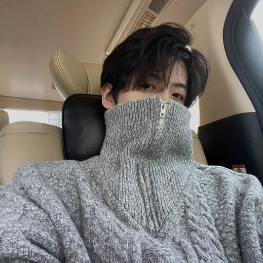 Half-Zipped Lazy Oversized Sweater