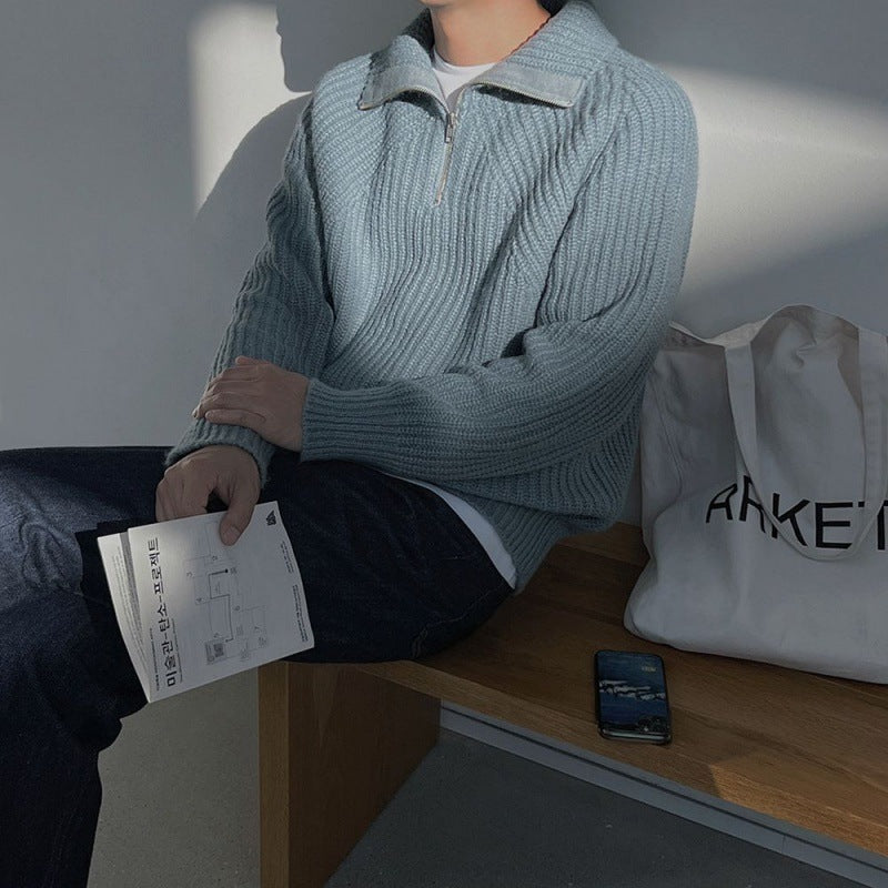 Men's Autumn And Winter Turtleneck Half Zip Sweater