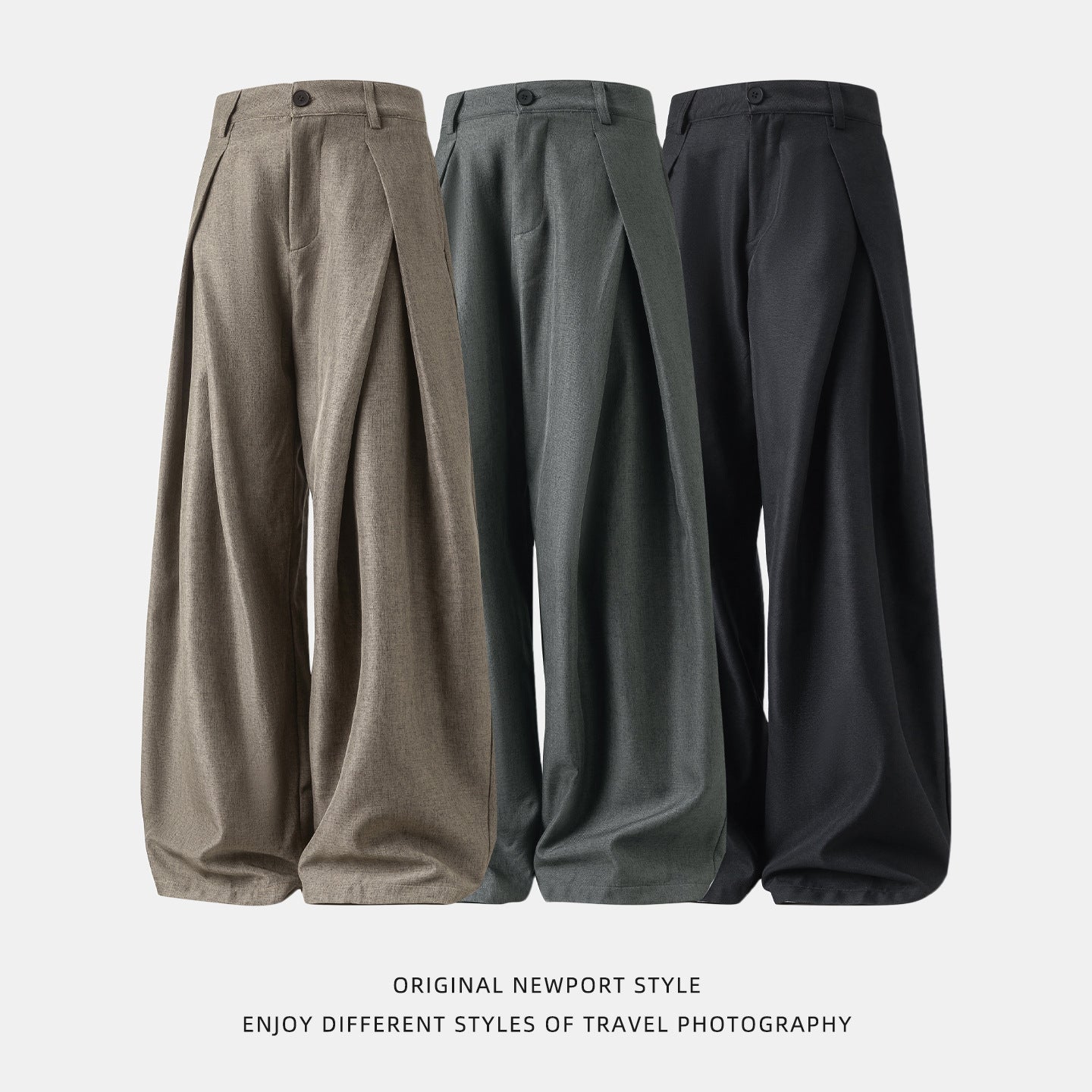 Cross Tuck Draping Casual Slacks