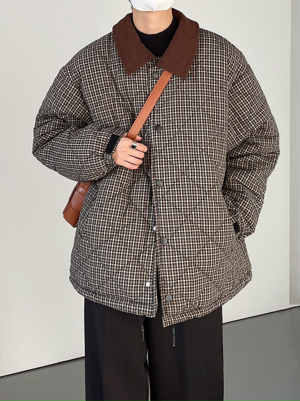 Plaid Coat Men's Loose Retro Cotton-padded Jacket