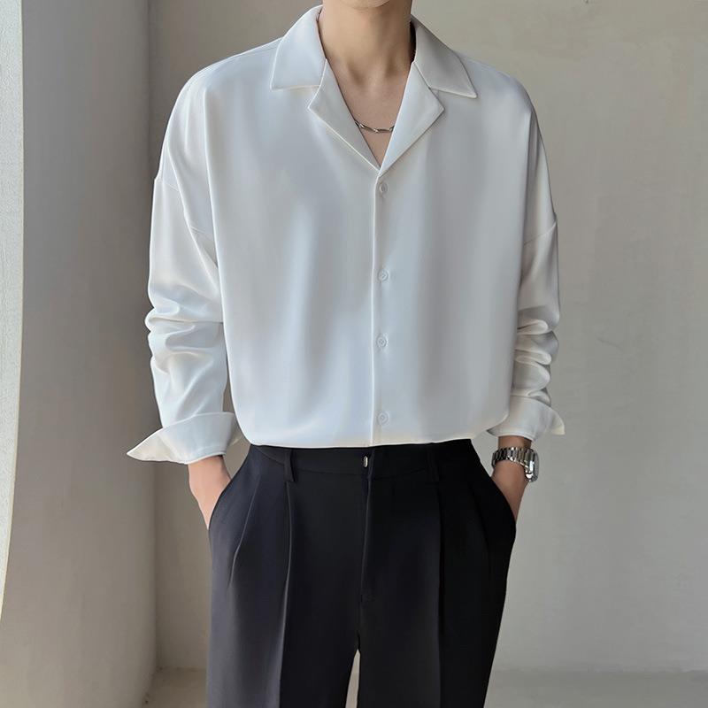 Solid Color Silk Long Sleeve Shirt