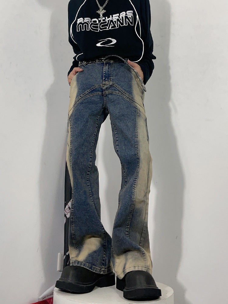 Street Washed-out Vintage Flared Jeans
