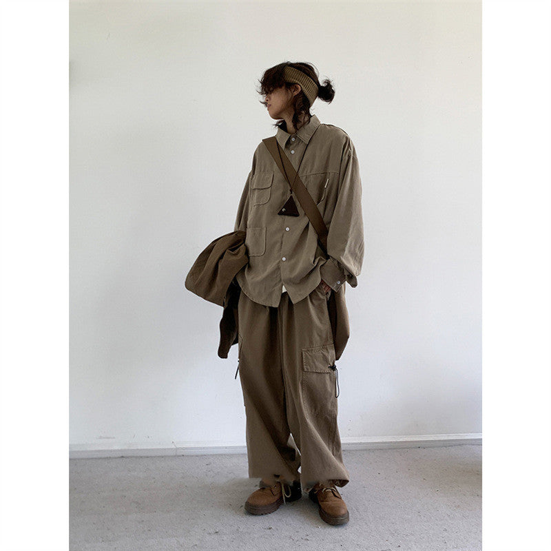 Loose Cargo Shirt Suede Multi-pocket Casual Jacket