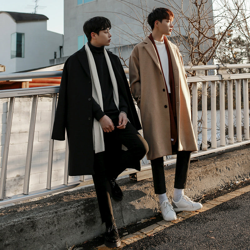 Double Sided Woolen Coat Men's Mid Length Autumnwinter Thickened