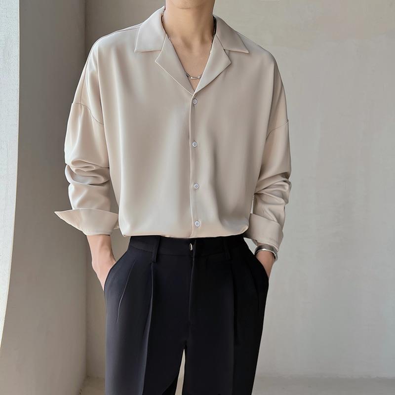 Solid Color Silk Long Sleeve Shirt