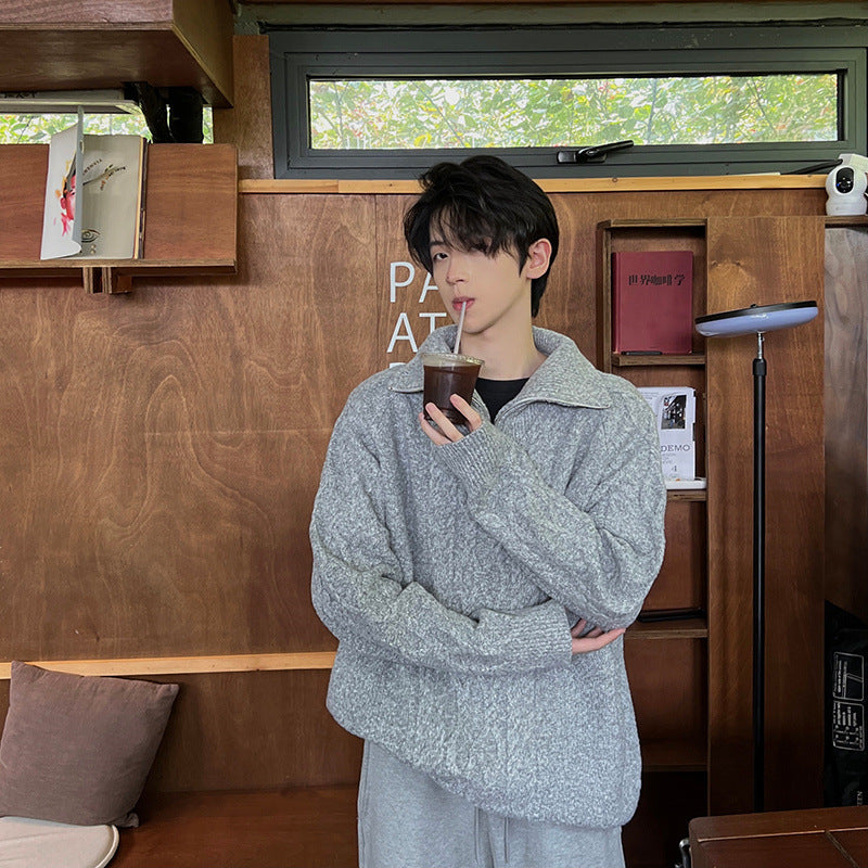 Half-Zipped Lazy Oversized Sweater
