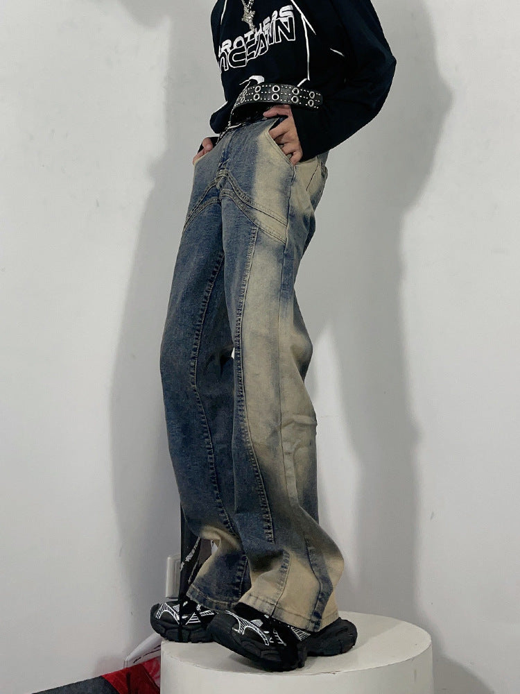 Street Washed-out Vintage Flared Jeans