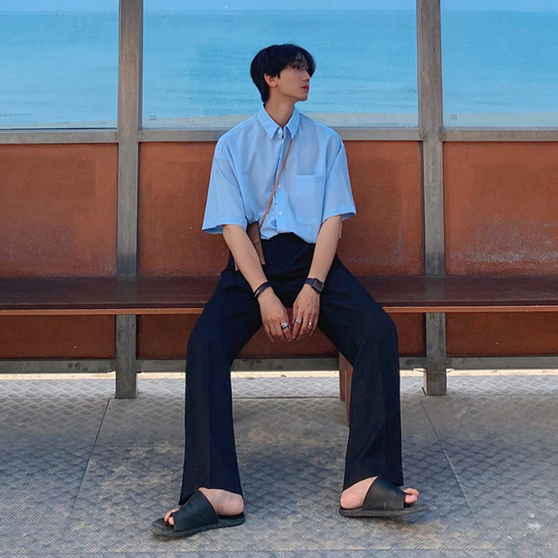 Casual Shirt Five Point Sleeve Ruffian Shirt