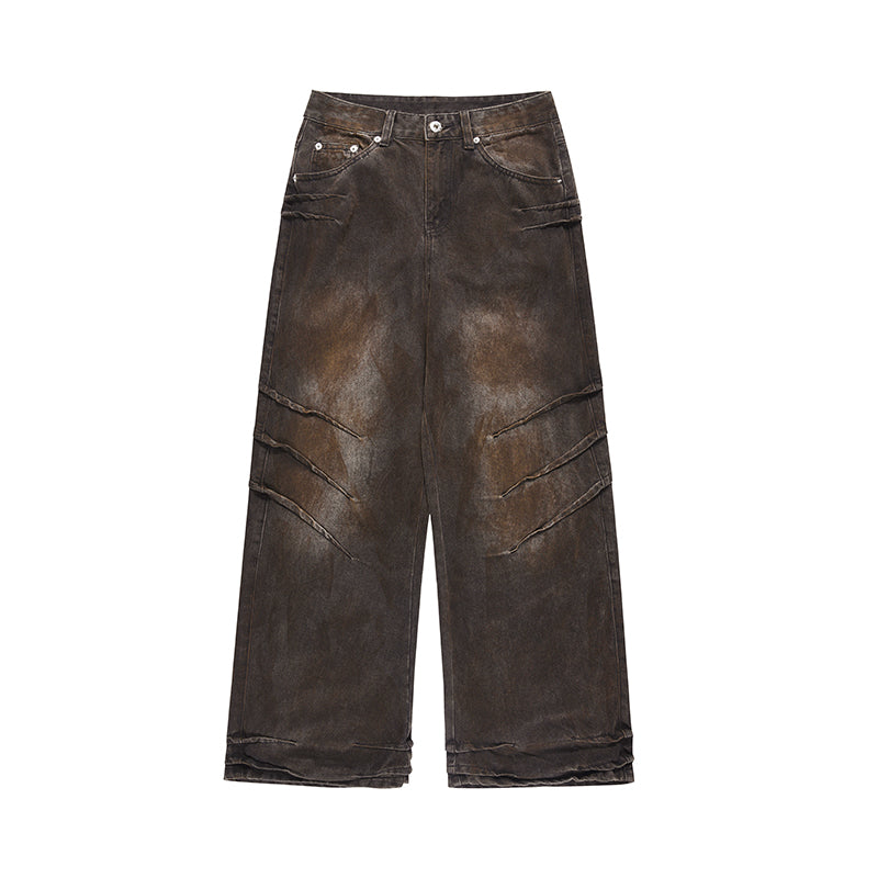 Distressed And Dirty Waste Jeans