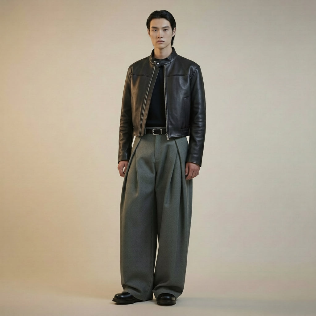 Cross Tuck Draping Casual Slacks