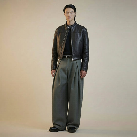 Cross Tuck Draping Casual Slacks