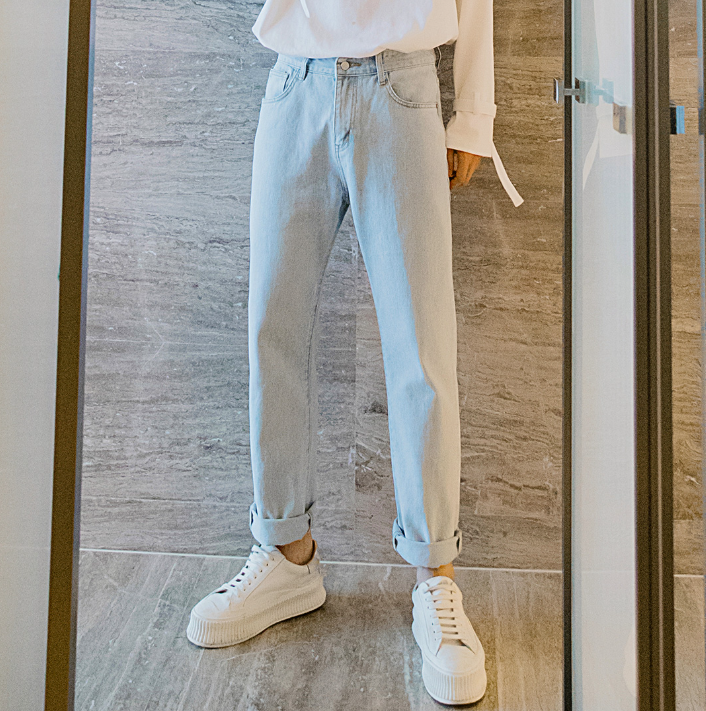 Light Color Straight  Slim Jeans