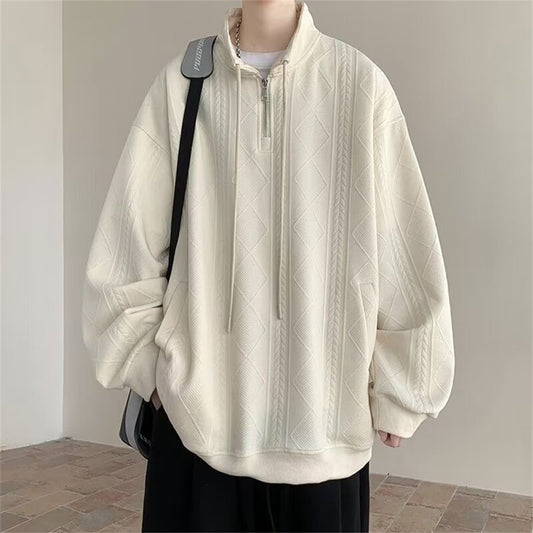 Half Zipper Jacquard Stand Sweater