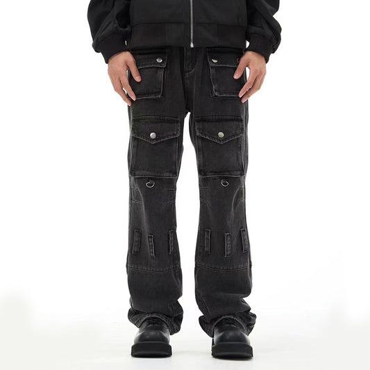 American Retro Multi-pocket Jeans for Men and Women