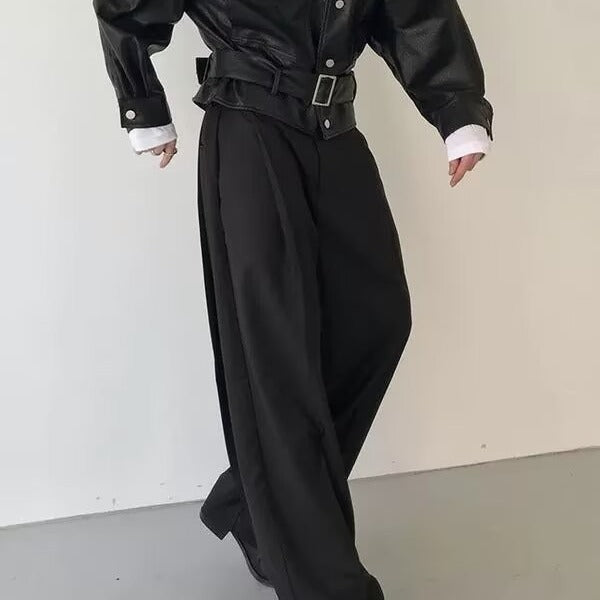 Straight Wide Leg  Casual Slacks