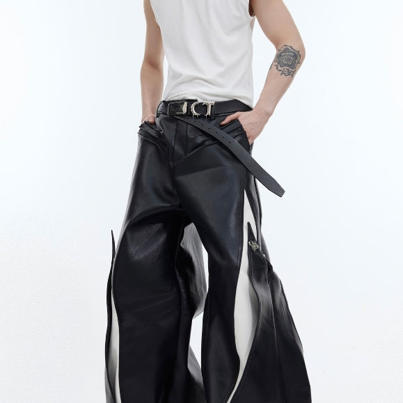 Heavy Industry Niche Deconstructs Leather Pants Metal Button Design
