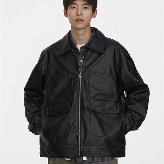 Retro Cityboy Workwear PU Leather Jacket
