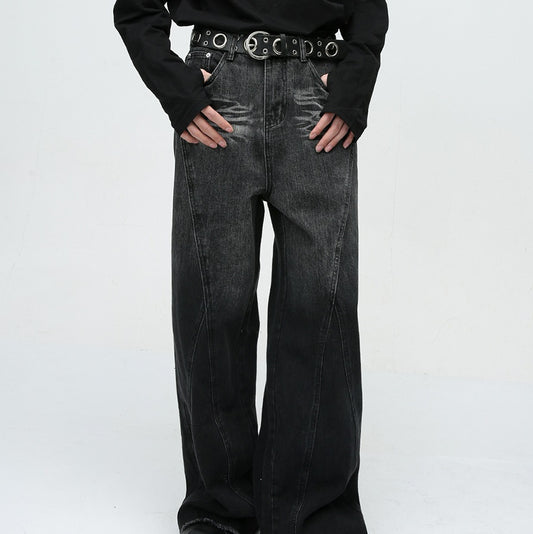 Street Patchwork Washed-out Jeans