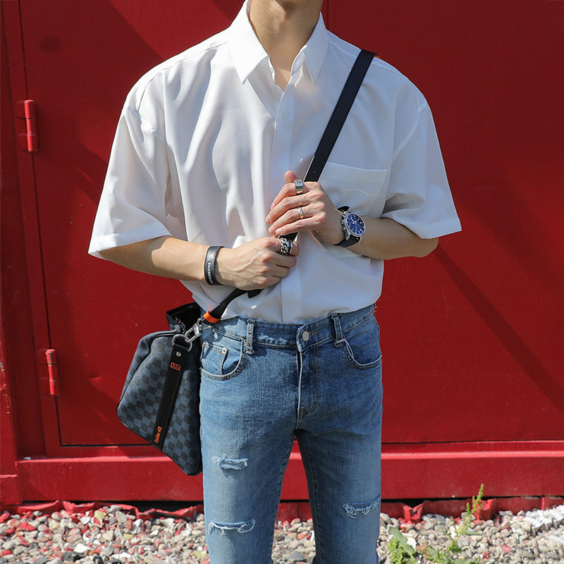 Casual Shirt Five Point Sleeve Ruffian Shirt