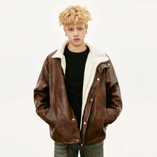 Winter Retro Men's Thickened Coat Leather Jacket (Unisex)