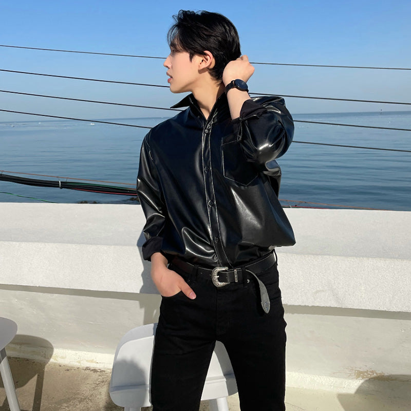 Long-sleeved Leather Shirt
