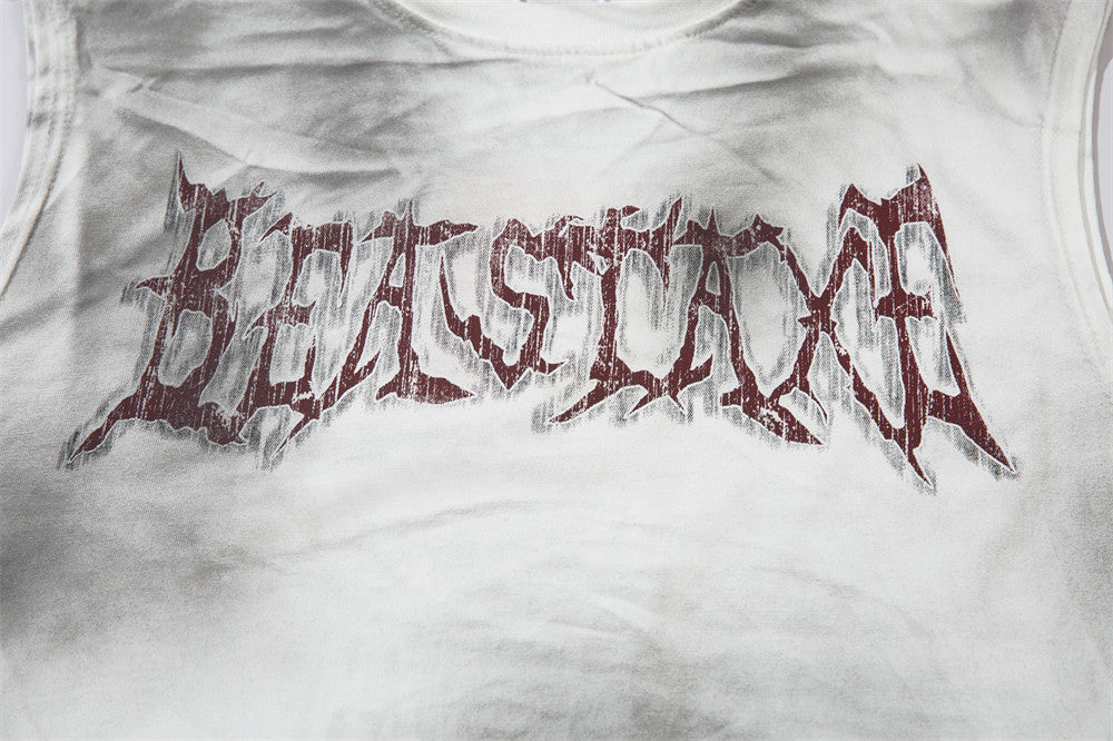 Distressed Dirty Spray Painting Vest （Unisex)