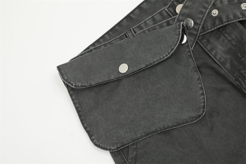 Loose Denim Waist Pocket