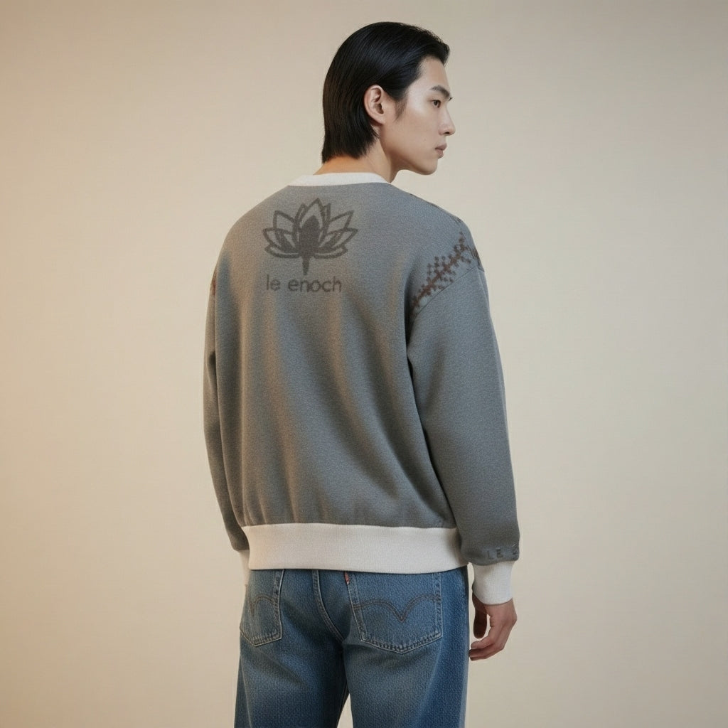 Relaxed fit knitted crew neck sweater