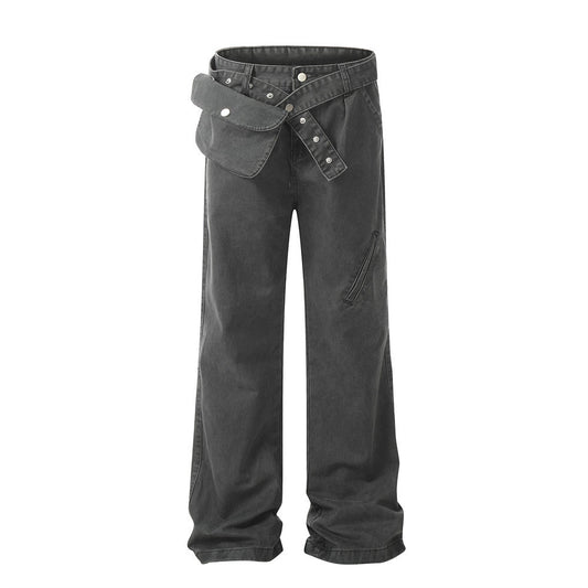Loose Denim Waist Pocket