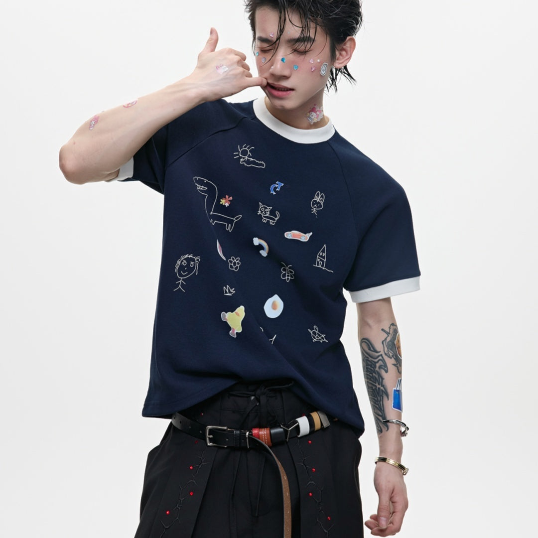 Versatile Cartoon Short Sleeved Shirt